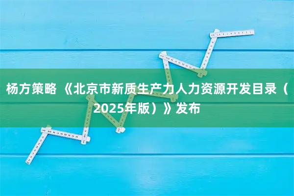 杨方策略 《北京市新质生产力人力资源开发目录（2025年版）》发布