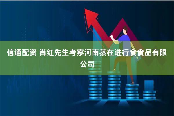 信通配资 肖红先生考察河南蒸在进行食食品有限公司